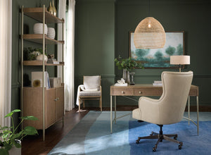 Hooker Furniture Sonnet Roomy Writing Desk With White Oak Veneer, Woven Cane Drawers & Reversible Insert — Versatile Workspace 6072-10458-85