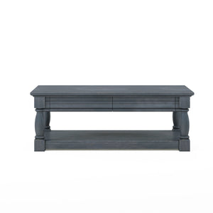 A.R.T. Furniture Alcove Rectangular Cocktail Table In Slate Finish With Hidden Drawers And Classic Traditional Style Blue Acacia Solids,Maple Veneers 321300-2821