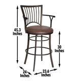 English Elm Steve Silver - Bayview - Swivel Barstool - Dark Brown