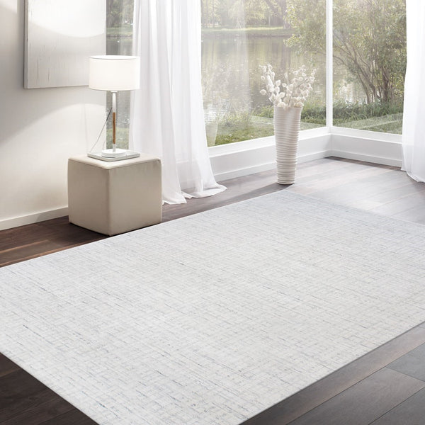 Pasargad Home Slate Collection Luxurious Hand-loomed Area Rug In Ivory And Blue, Modern Elegance   Pbfe-03 12x15