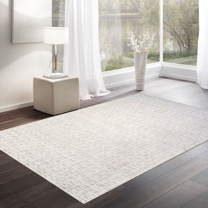 Pasargad Home Slate Collection Luxurious Hand-loomed Area Rug In Ivory And Blue, Modern Elegance   Pbfe-04 6x9