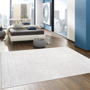 Pasargad Home Slate Collection Luxurious Hand-loomed Area Rug In Ivory And Blue, Modern Elegance   Pbfe-04 6x9