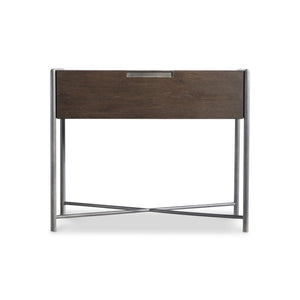 Bernhardt Bernhardt Outline Nightstand With Wire‑Brushed Oak & Textured Steel Frame, Soft‑Close Drawer, Modern 360233