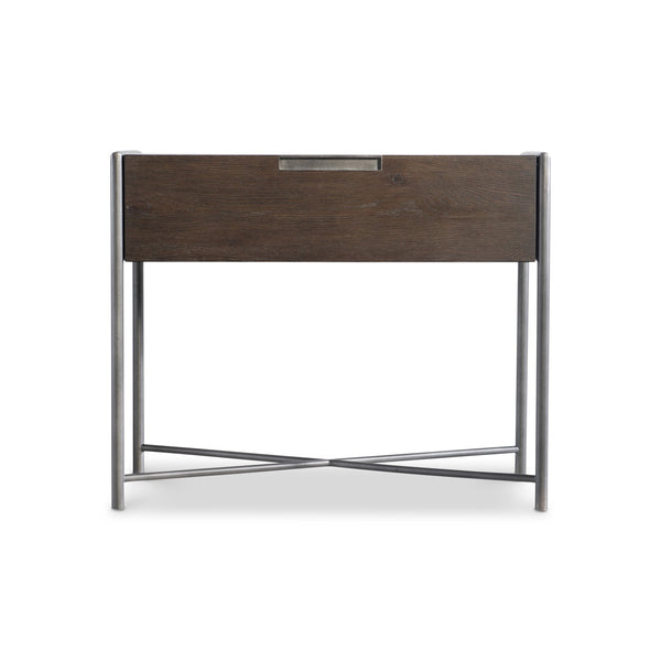 Bernhardt Bernhardt Outline Nightstand With Wire‑Brushed Oak & Textured Steel Frame, Soft‑Close Drawer, Modern 360233