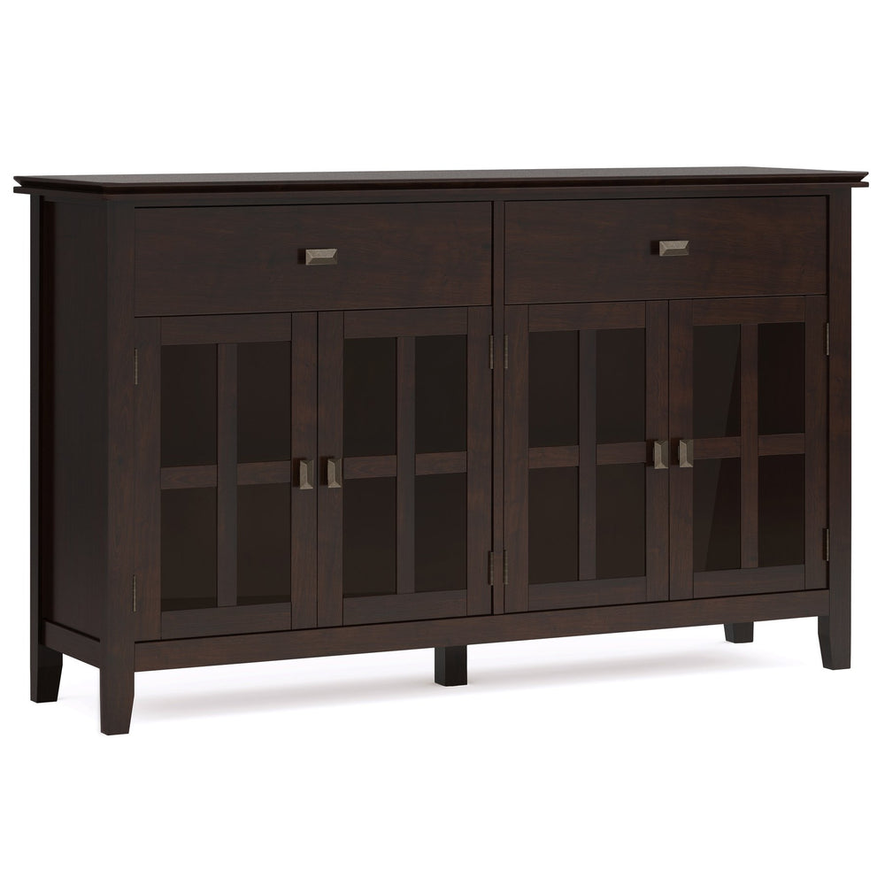 English Elm Artisan Solid Wood Large 4-Door Sideboard Buffet In Distressed Chestnut For Stylish Storage Solutions B136P158429