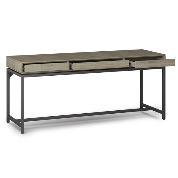 English Elm Banting Mid-Century Modern Desk - Stylish Distressed Grey Finish With Ample Storage & Space B136P158459