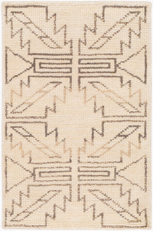 Surya Pueblo Handmade Wool Rug 2' X 3' – Unique Eclectic Design, Hand Knotted In India For Timeless Style Wheat Wool Pbl6000-23