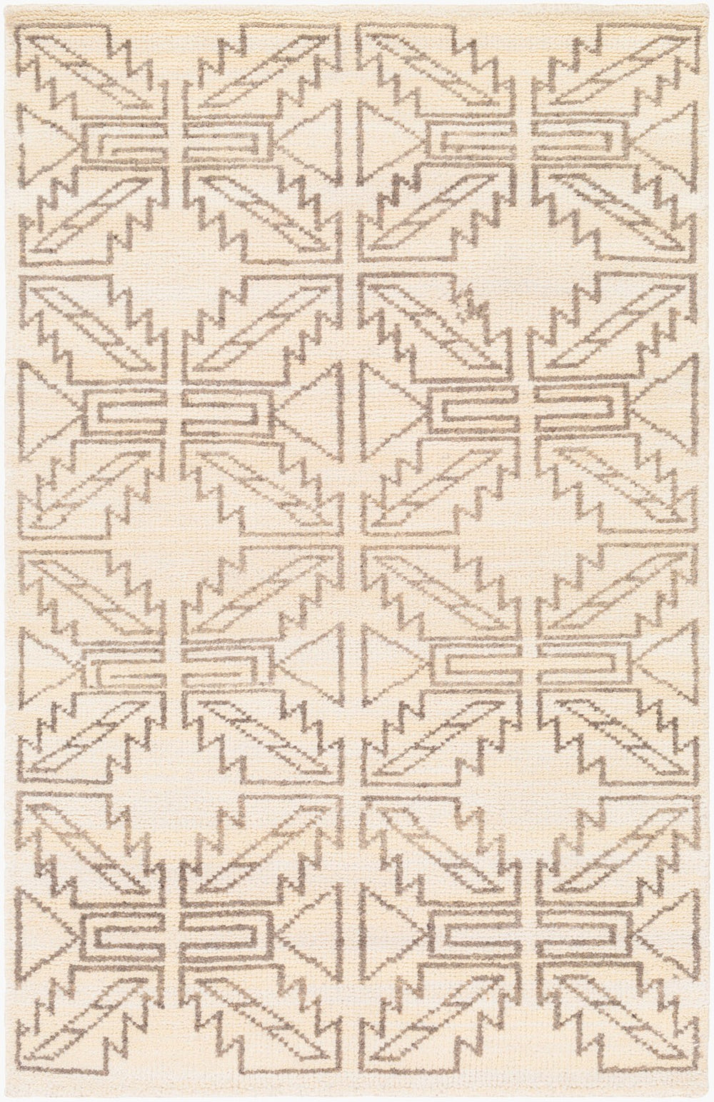 Surya Pueblo Handmade Wool Rug 2' X 3' – Unique Eclectic Design, Hand Knotted In India For Timeless Style Wheat Wool Pbl6000-3656