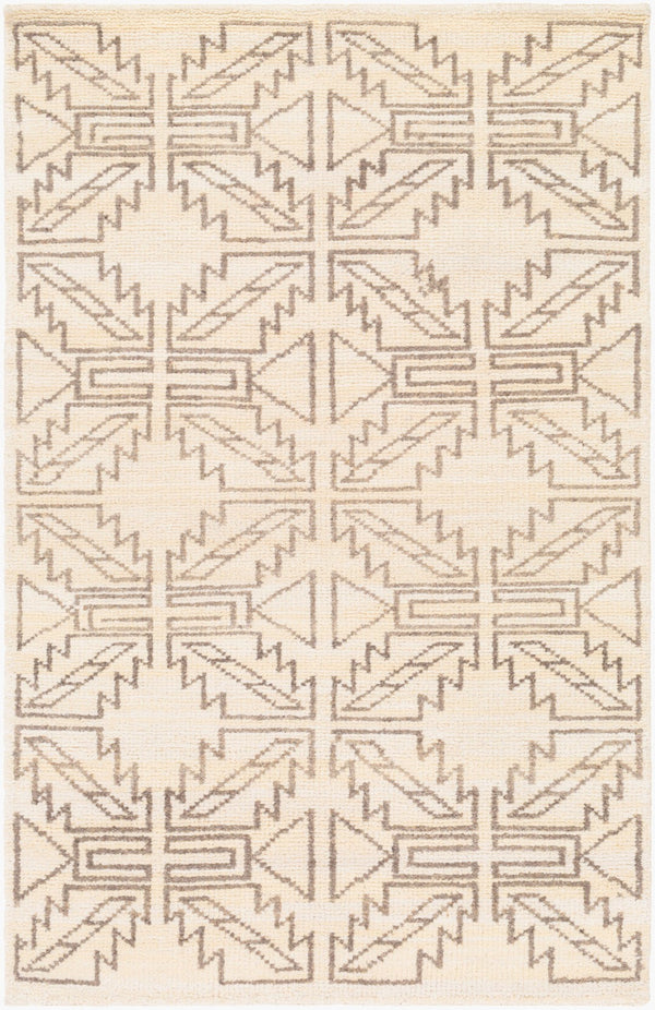 Surya Pueblo Handmade Wool Rug 2' X 3' – Unique Eclectic Design, Hand Knotted In India For Timeless Style Wheat Wool Pbl6000-3656