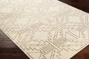 Surya Pueblo Handmade Wool Rug 2' X 3' – Unique Eclectic Design, Hand Knotted In India For Timeless Style Wheat Wool Pbl6000-23