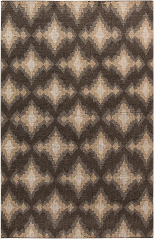 Surya Pueblo Handmade Wool Rug 2' X 3' – Unique Eclectic Design, Hand Knotted In India For Timeless Style Charcoal Wool Pbl6004-5686