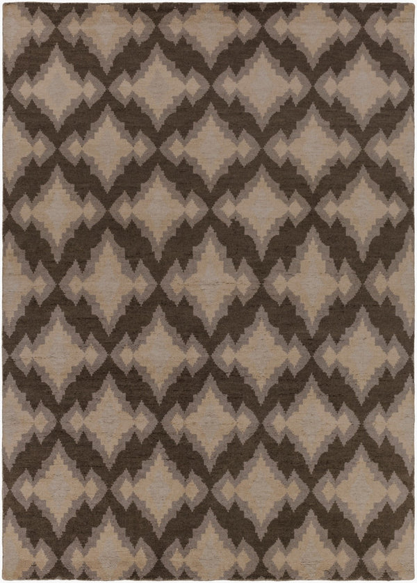 Surya Pueblo Handmade Wool Rug 2' X 3' – Unique Eclectic Design, Hand Knotted In India For Timeless Style Charcoal Wool Pbl6004-811