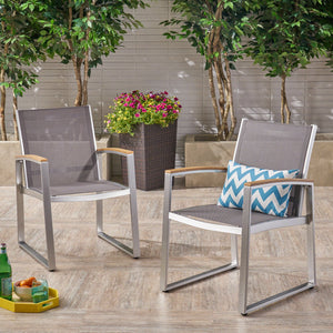 English Elm Glasgow Outdoor Dining Chair Set Aluminum Mesh Mid-century Modern Patio Seating 62759.00