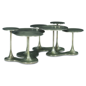 Bernhardt Bernhardt Sculptural Circlet Cocktail Table In Textured Graphite Cast Aluminum — 7 Tulip Tops, Modern Elegance 382024