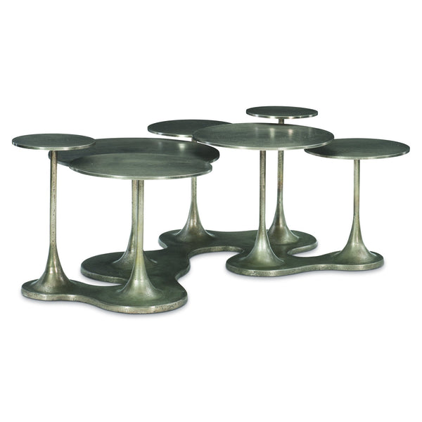 Bernhardt Bernhardt Sculptural Circlet Cocktail Table In Textured Graphite Cast Aluminum — 7 Tulip Tops, Modern Elegance 382024