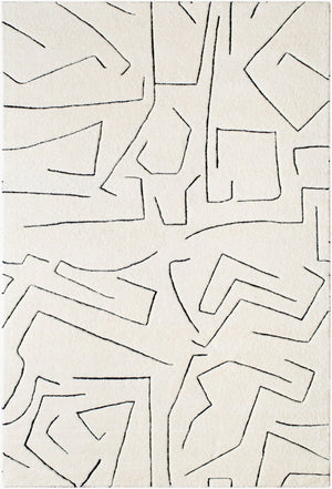 Livabliss Portobello Hand Tufted Wool Accent Rug Plush Medium Pile for Entryway or Bedside White, Black 2' x 3' PBO2300-23