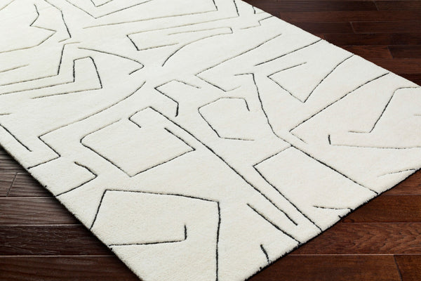 Livabliss Portobello Hand Tufted Wool Accent Rug Plush Medium Pile for Entryway or Bedside White, Black 2' x 3' PBO2300-23