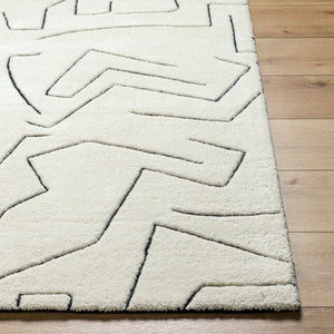 Livabliss Portobello Hand Tufted Wool Accent Rug Plush Medium Pile for Entryway or Bedside White, Black 2' x 3' PBO2300-23