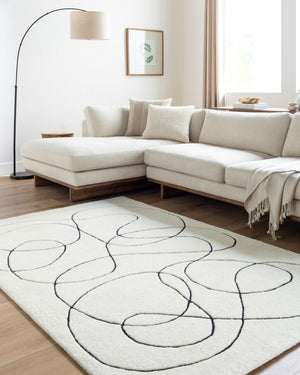 Livabliss Portobello Hand Tufted Wool Accent Rug Plush Pile Bohemian Warmth for Any Room Cream, Black 2' x 3' PBO2301-23