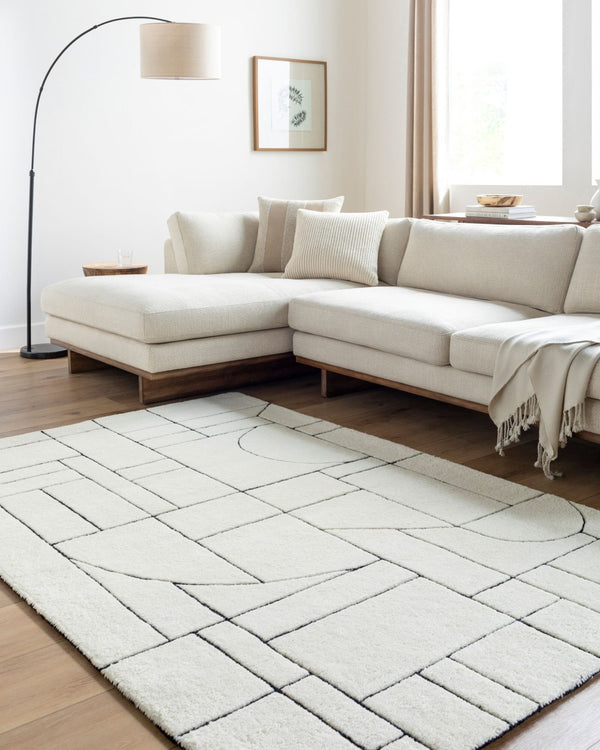 Livabliss Portobello Hand Tufted Wool Accent Rug Artisan Crafted for Entryways and Bedside Warmth Cream, Black 5' x 7'6" PBO2302-576