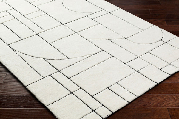 Livabliss Portobello Hand Tufted Wool Accent Rug Artisan Crafted for Entryways and Bedside Warmth Cream, Black 5' x 7'6" PBO2302-576