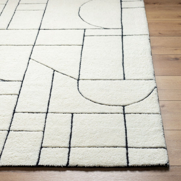 Livabliss Portobello Hand Tufted Wool Accent Rug Artisan Crafted for Entryways and Bedside Warmth Cream, Black 5' x 7'6" PBO2302-576