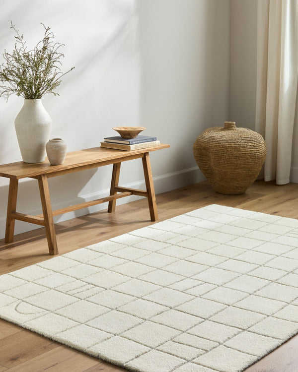 Livabliss Portobello Hand Tufted Wool Accent Rug Artisan Texture for Entryway Bedside or Bath Ivory, Light Ta 2' x 3' PBO2305-23