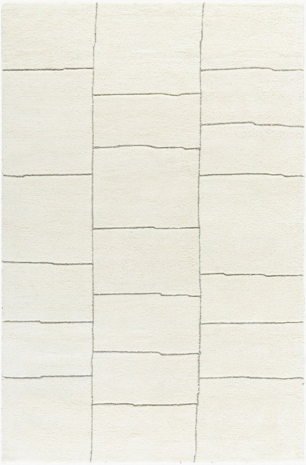 Livabliss Portobello Hand Tufted Wool Accent Rug Soft Medium Pile for Entryway or Bedroom Ivory, Charcoal 5' x 7'6" PBO2307-576