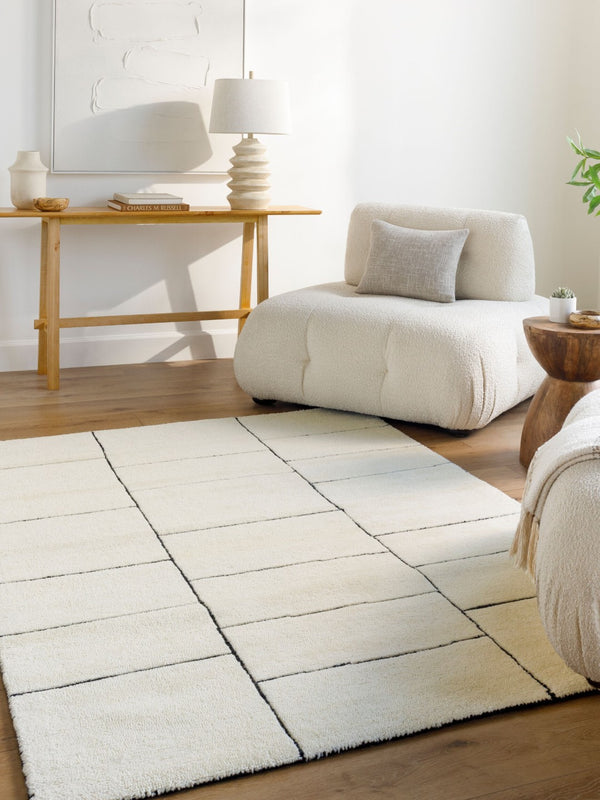 Livabliss Portobello Hand Tufted Wool Accent Rug Artisan Crafted for Entryways and Cozy Spaces Ivory, Charcoal 5' x 7'6" PBO2308-576
