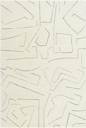Livabliss Portobello Hand Tufted Wool Accent Rug Medium Pile Artisan Craft for Modern Rooms Ivory, Charcoal 2' x 3' PBO2310-23