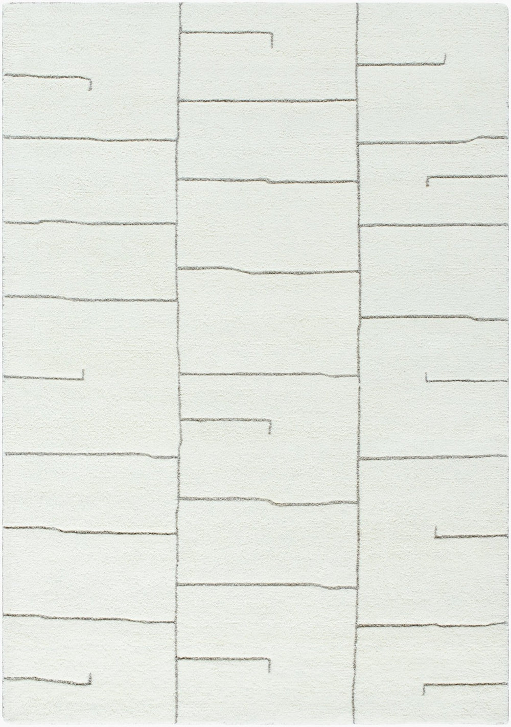 Livabliss Portobello Hand Tufted Wool Area Rug Bohemian Global Plush Pile for Living Room Ivory, Charcoal 6'7" x 9'10" PBO2315-67910