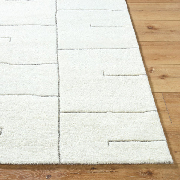 Livabliss Portobello Hand Tufted Wool Area Rug Bohemian Global Plush Pile for Living Room Ivory, Charcoal 6'7" x 9'10" PBO2315-67910