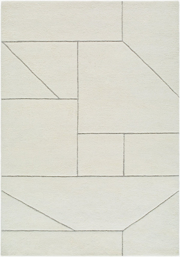 Livabliss Portobello Hand-tufted Wool Area Rug Bohemian Global Pattern for Living Bedroom Ivory, Charcoal 5'3" x 7'7" PBO2316-5377