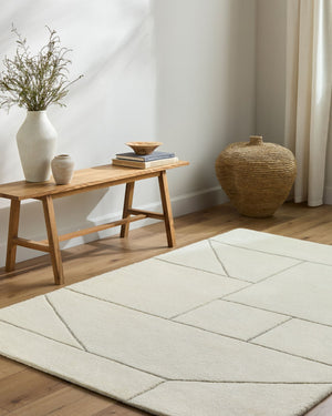 Livabliss Portobello Hand-tufted Wool Area Rug Bohemian Global Pattern for Living Bedroom Ivory, Charcoal 3'11" x 5'7" PBO2316-31157