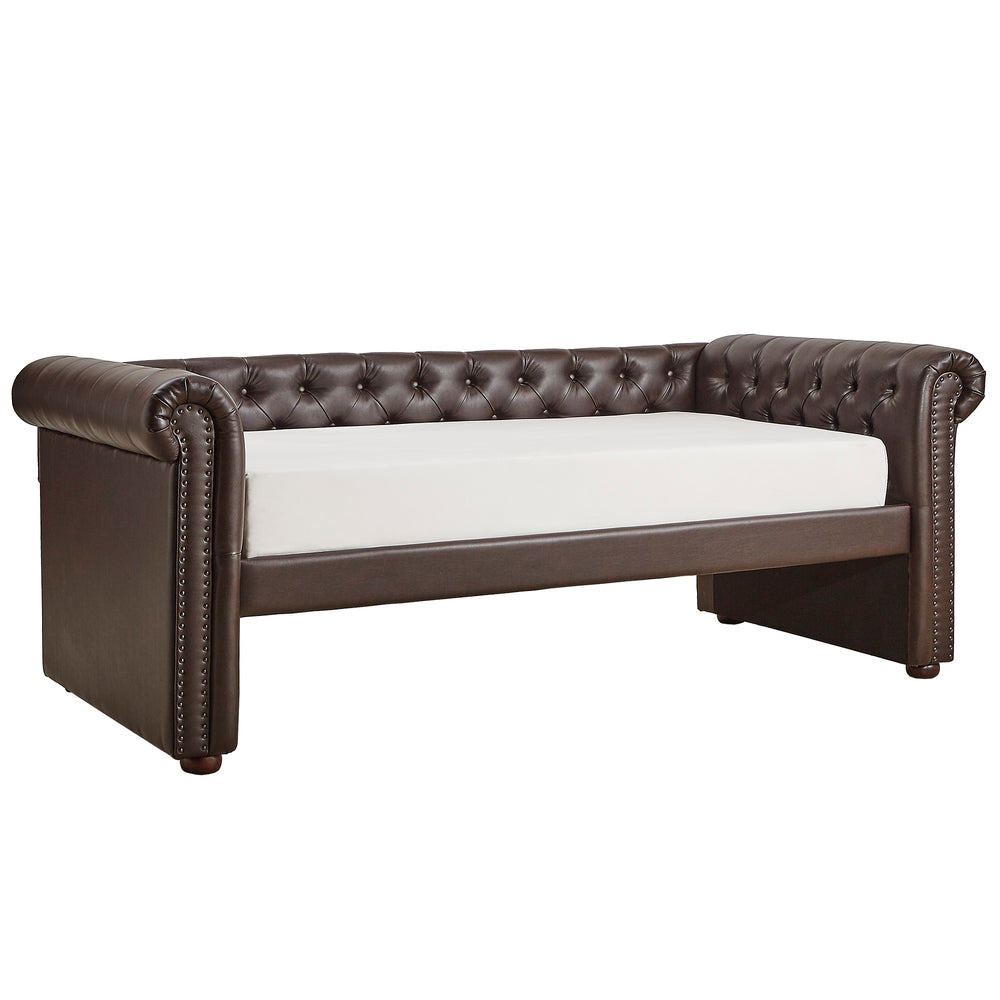 Homelegance By Top-Line Pietro Chesterfield Daybed Brown Linen