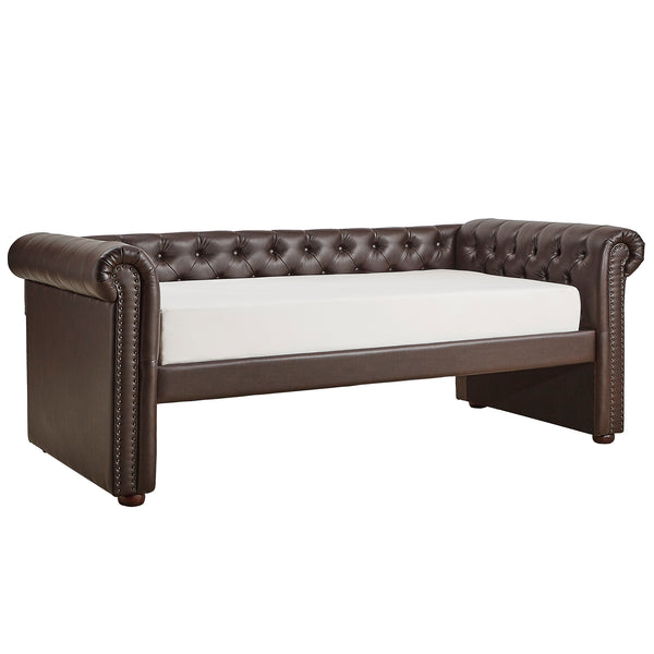 Homelegance By Top-Line Pietro Chesterfield Daybed Brown Linen