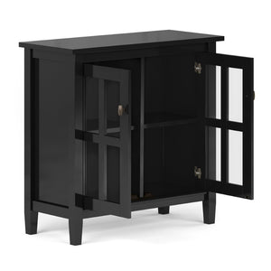 English Elm Warm Shaker Low Storage Cabinet - Handcrafted Solid Wood, Black Finish, Versatile & Stylish Design B136P159670-GIGA