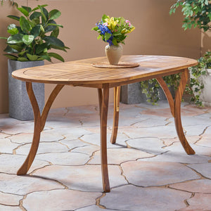 Christopher Knight Home® - Noble House - Hermosa Outdoor 70" Oval Acacia Wood Dining Table, Teak