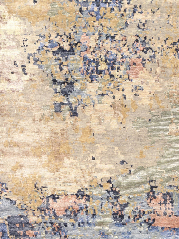 Pasargad Home Modern Collection Hand-knotted Abstract Silk & Wool Area Rug For Elegant Spaces   Pbsh-62 10x14