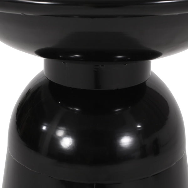 English Elm Serenita Outdoor Powder Coated Iron Pedestal Side Tables Sculptural Flared Set of Two Black 73614.00BLK
