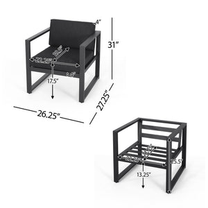 English Elm Christopher Knight Home® - NAVAN Dark Gray Club Chair with Aluminum Frame, Water-Resistant Cushions, Modern Outdoor Comfort 57716.00NS