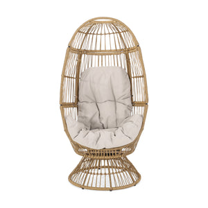 English Elm Christopher Knight Home® - RESEDA Swivel Egg Chair with Faux Rattan Basket, Water-Resistant Cushion, Handcrafted Comfort Natural 67931.00LBGE