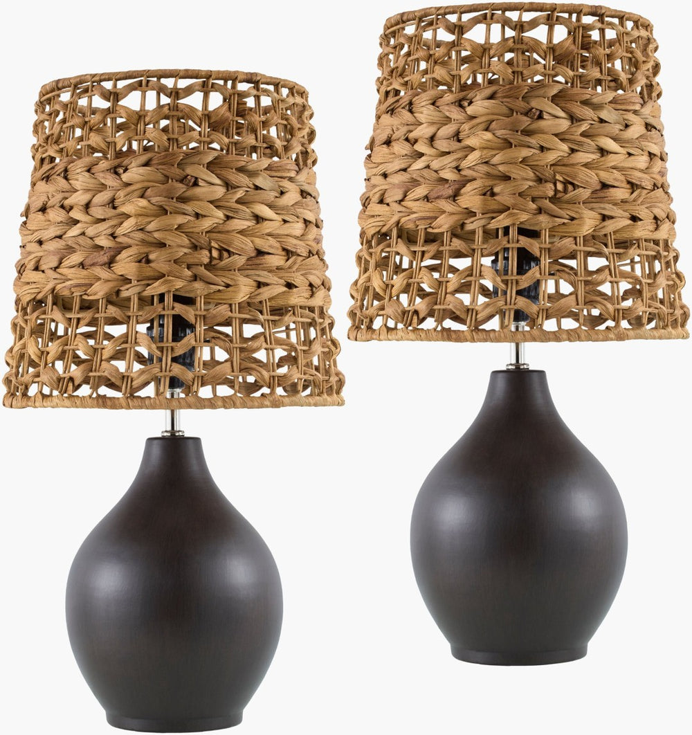 Livabliss Pabu Ceramic Body Table Lamp with Woven Seagrass Shade for Bohemian Bedroom Decor PBU001-SET