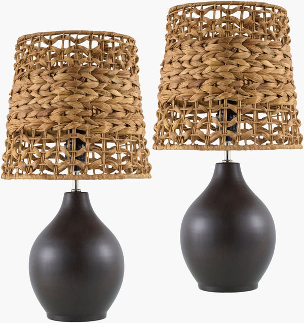 Livabliss Pabu Ceramic Body Table Lamp with Woven Seagrass Shade for Bohemian Bedroom Decor PBU001-SET