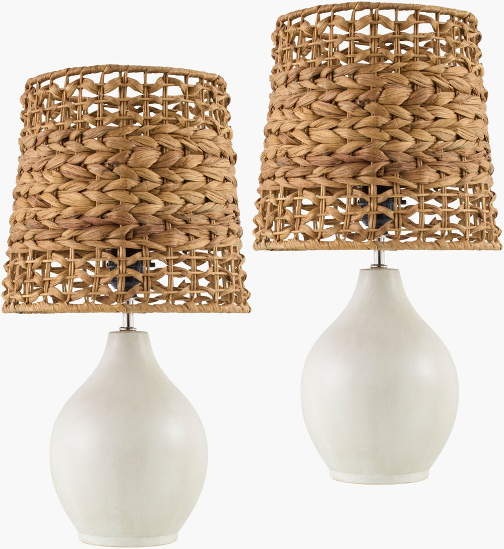 Livabliss Pabu Ceramic Base Table Lamp with Seagrass Shade for Bedside or Console Use PBU002-SET