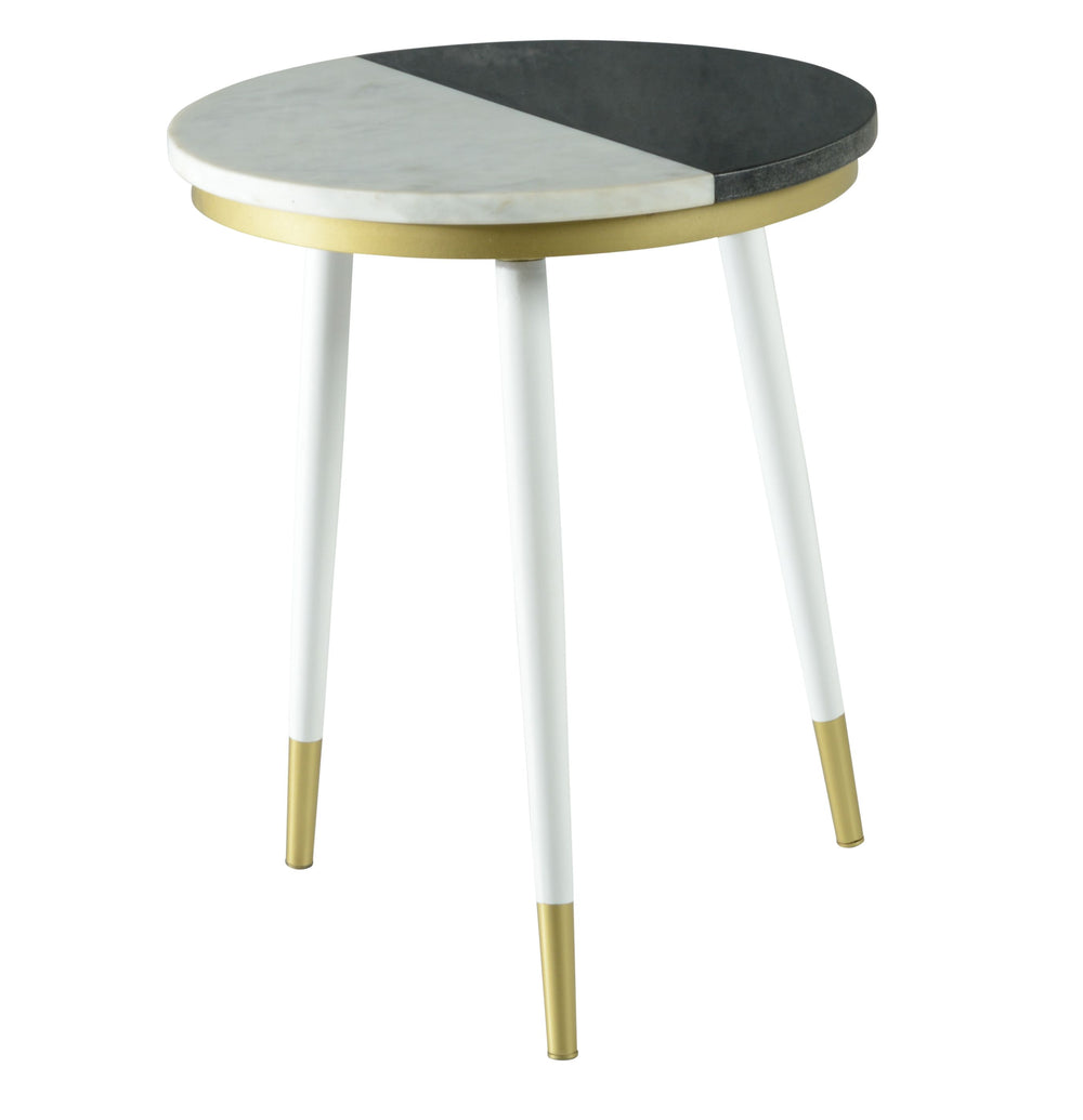 English Elm Steve Silver - Taj Marble Top Nesting Tables in White with Gold-Tip Legs, Floor Protectors & Unique Veining (Set) B081P157451