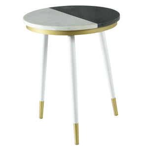 English Elm Steve Silver - Taj Marble Top Nesting Tables in White with Gold-Tip Legs, Floor Protectors & Unique Veining (Set) B081P157451