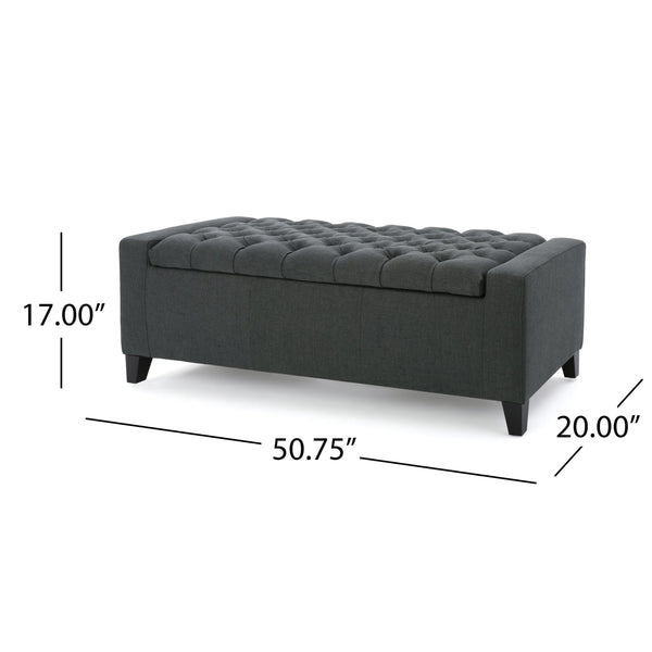 English Elm Guernsey Tufted Storage Ottoman with Lift Top Hidden Compartment for Living Rooms 59336.00DGY