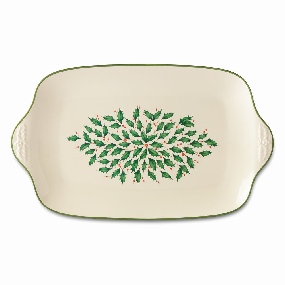 Lenox Holiday Large Serving Platter Red & Green, IVORY STONEWARE 886163