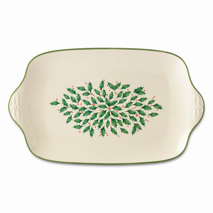 Lenox Holiday Large Serving Platter Red & Green, IVORY STONEWARE 886163